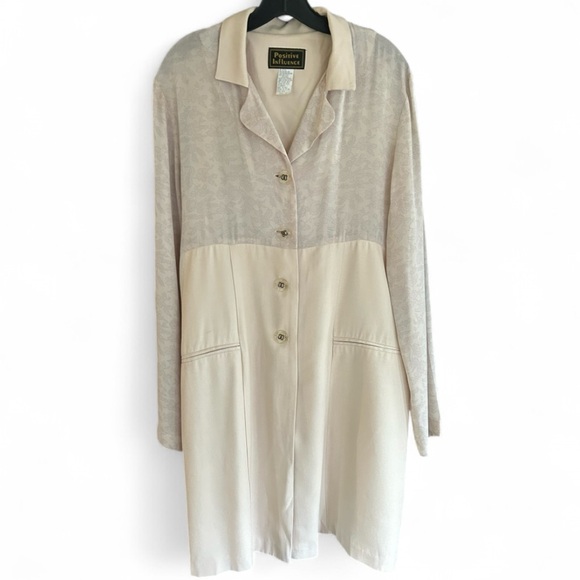 Positive Influence Jackets & Blazers - VINTAGE 90S POSITIVE INFLUENCE Floral Block Cream Duster Jacket Artsy | Size 12